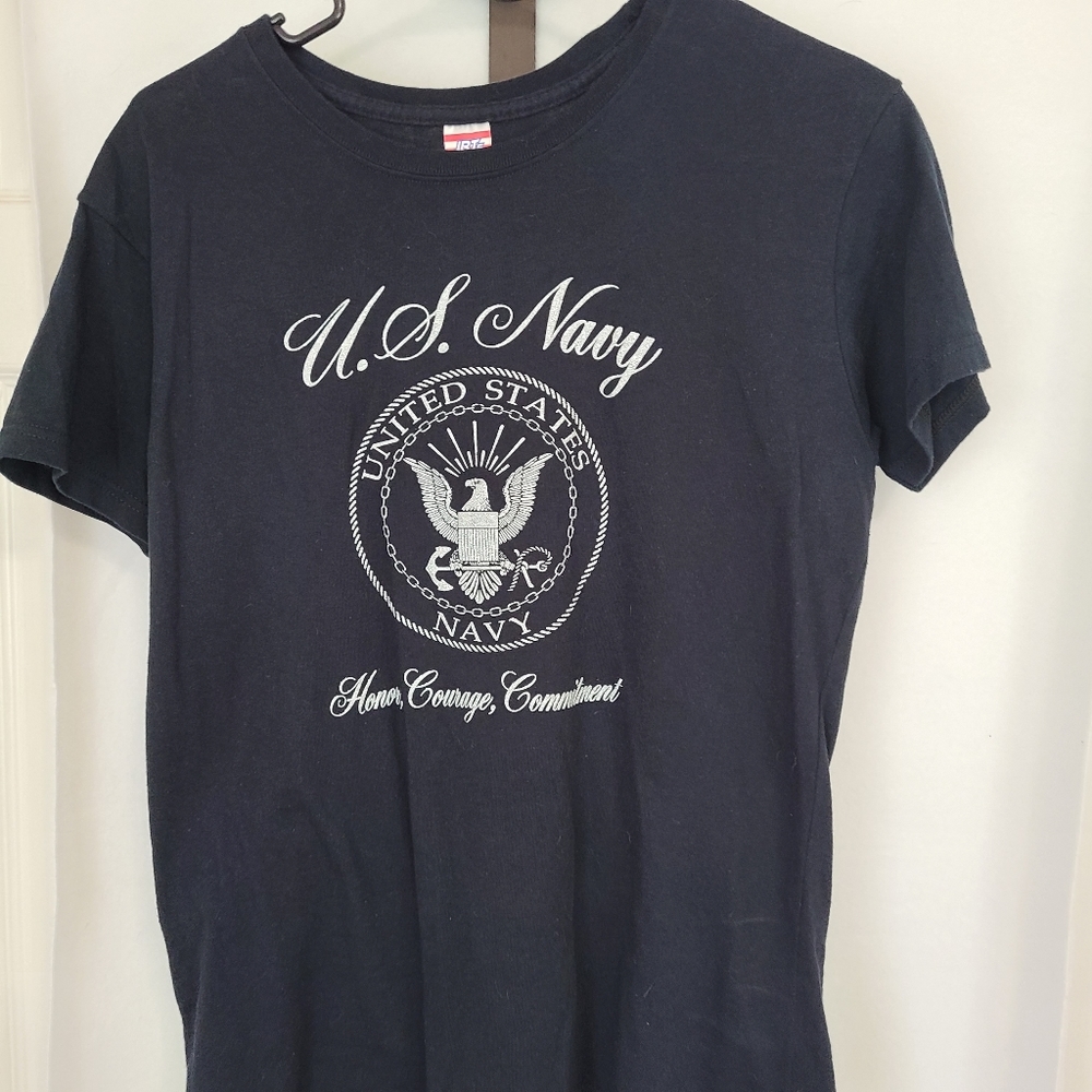 (123) U.S. Navy Woman's Original Short Sleeve T-Shirt, Size: Large Color: Blue